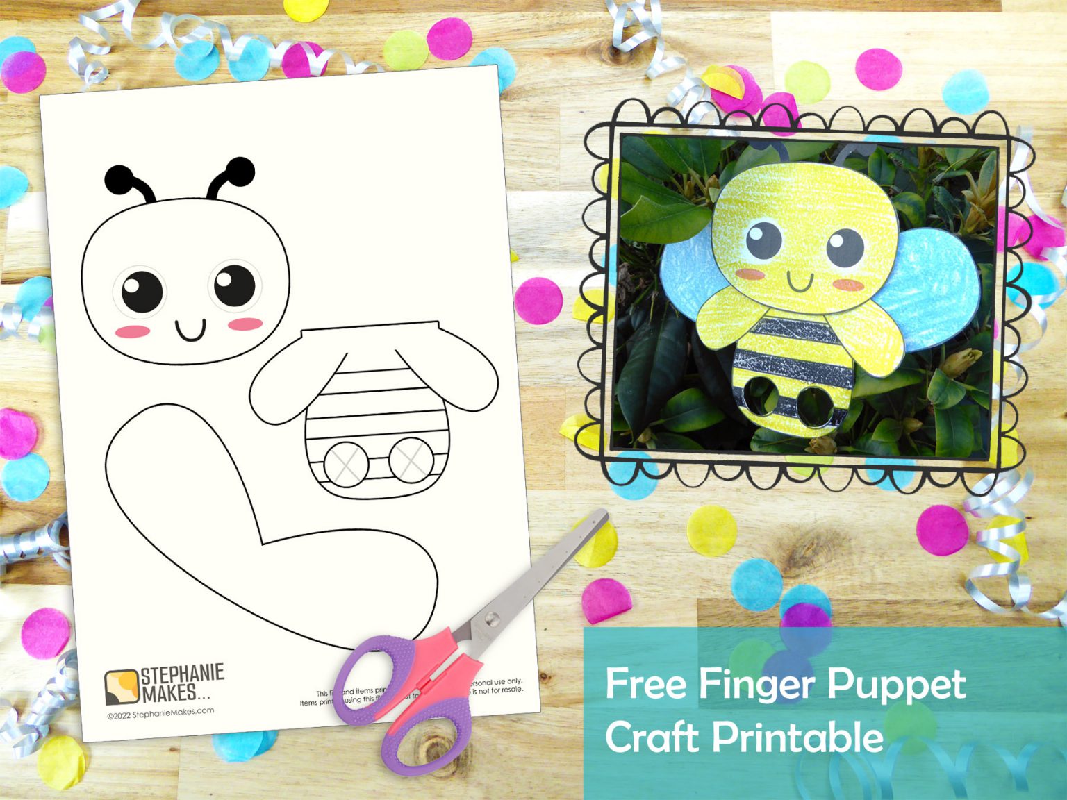 Bee Finger Puppet Printable Kids Craft Stephanie Makes