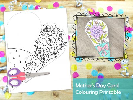 Flower Bouquet Colouring Greetings Card Printable